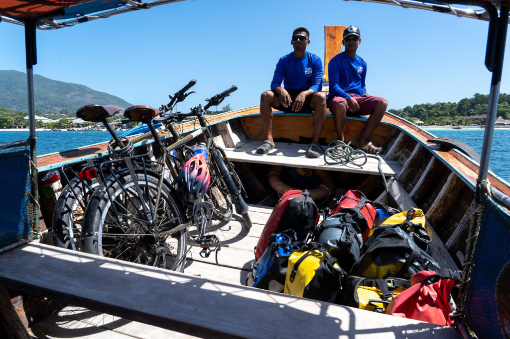 Bikes on a long-tail boat to Koh Lipe