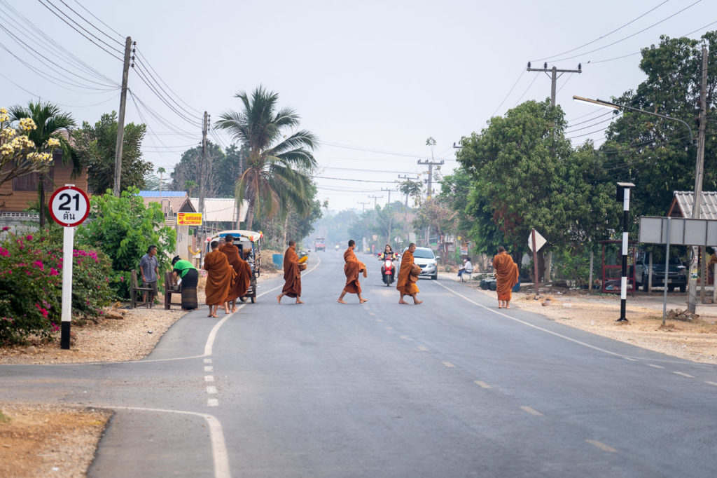 Buddhist monks nearby Thung Saliam