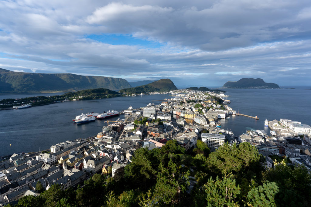 Ålesund seen from Fjellstua utsiktspunkt on Aksla