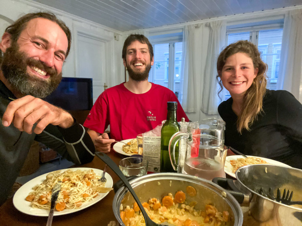 Anam, Armand & Johanna at our Airbnb, Trondheim