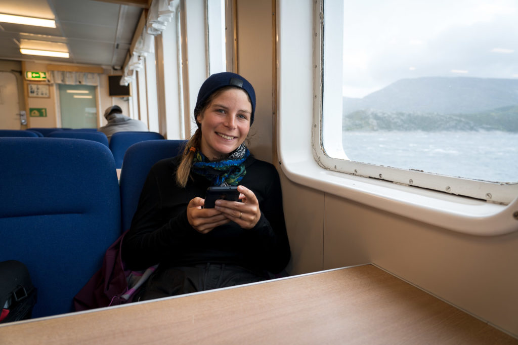 Johanna in the ferry Forvik-Tjøtta